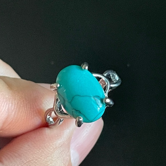 Turquoise stone S925 silver woman ring size 7.5 - Picture 4 of 8